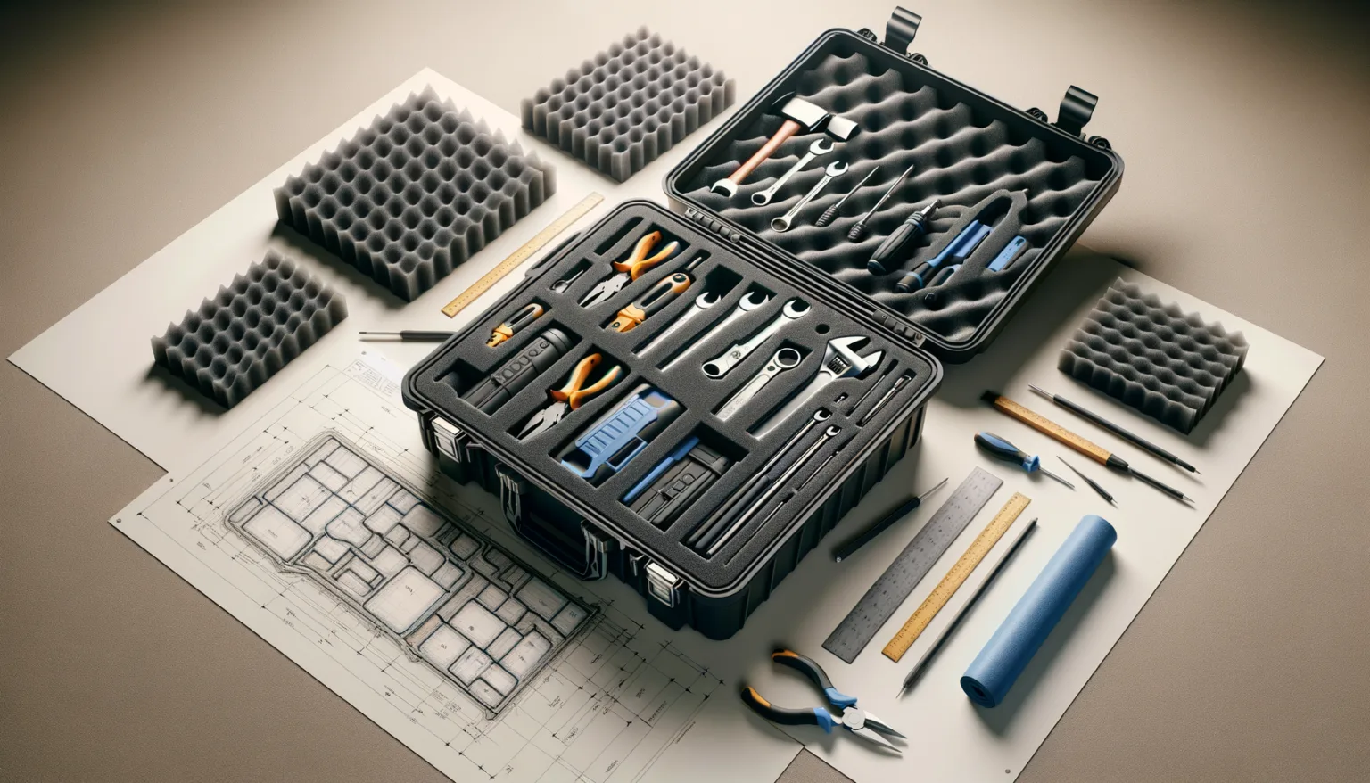 Einlagen und Schaumstoff fuer Werkzeugkoffer: Eigenes Layout planen